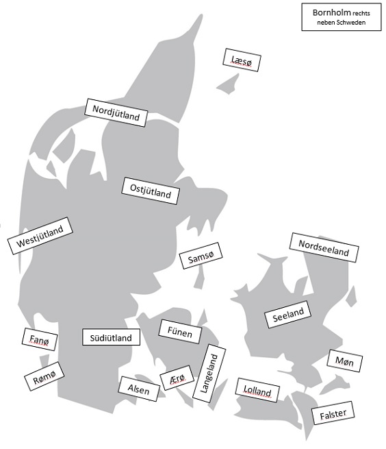 Dänemarkkarte Gebiete